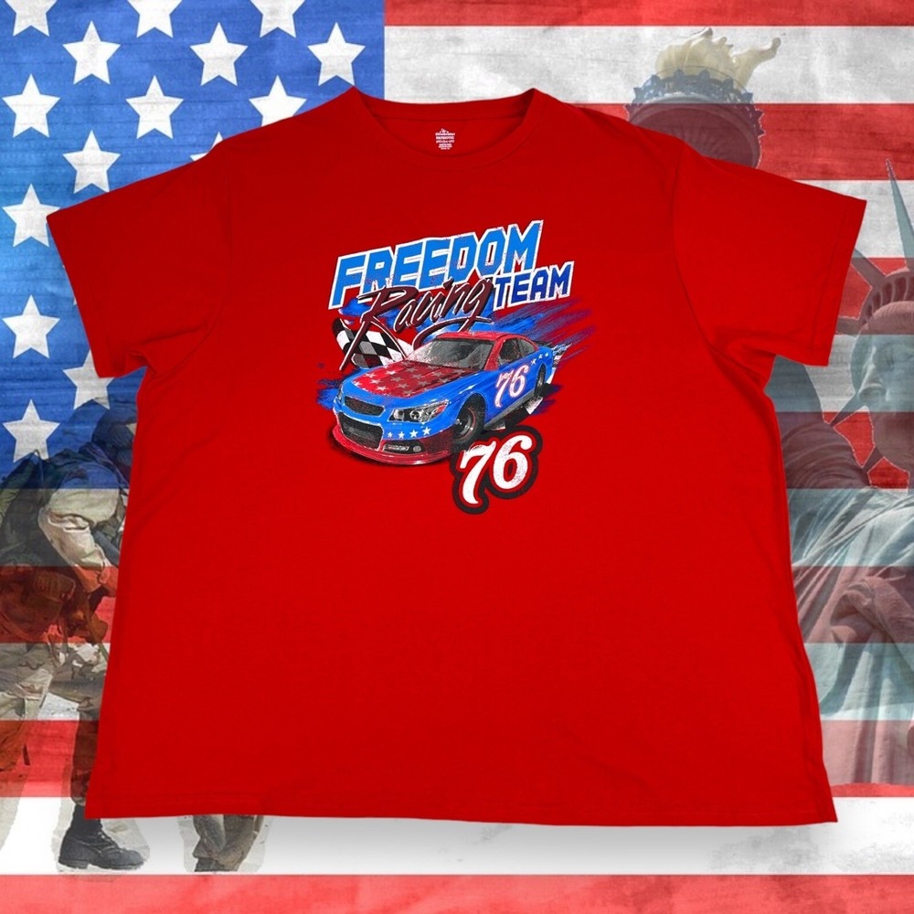 Way to Celebrate Patriotic Freedom Racing 76 T-Shirt Men 3XL Red NWOT